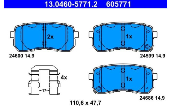 Brake Pad Set, disc brake 13.0460-5771.2 ATE, Image 2
