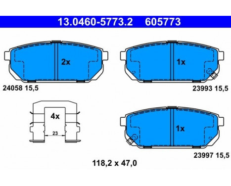 Brake Pad Set, disc brake 13.0460-5773.2 ATE, Image 2