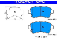 Brake Pad Set, disc brake 13.0460-5774.2 ATE