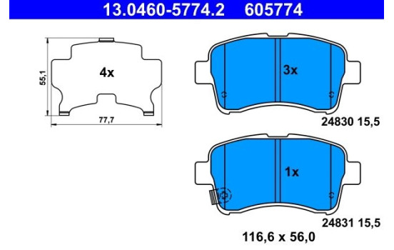 Brake Pad Set, disc brake 13.0460-5774.2 ATE
