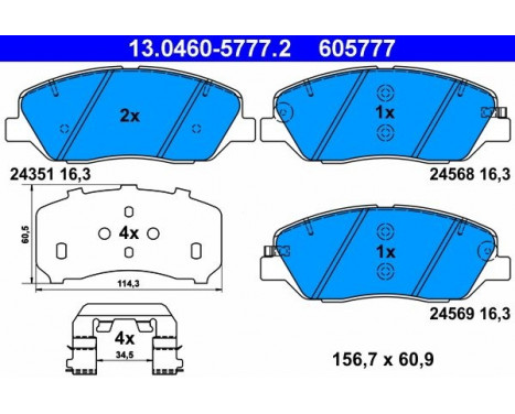 Brake Pad Set, disc brake 13.0460-5777.2 ATE, Image 2