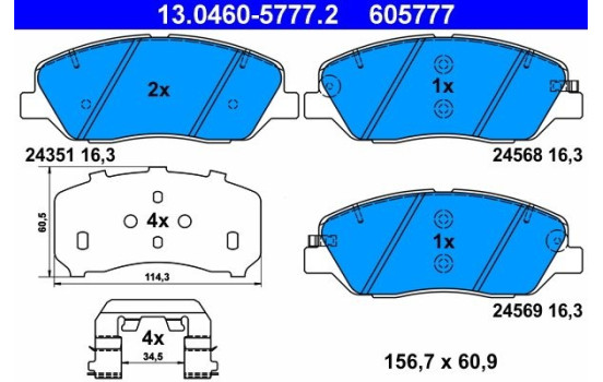 Brake Pad Set, disc brake 13.0460-5777.2 ATE, Image 2