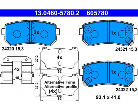 Brake Pad Set, disc brake 13.0460-5780.2 ATE, Image 2