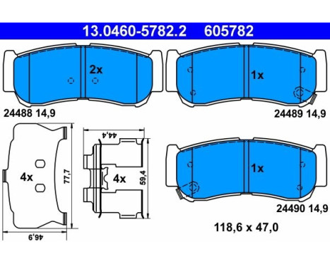 Brake Pad Set, disc brake 13.0460-5782.2 ATE, Image 2