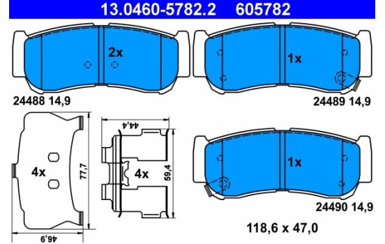 Brake Pad Set, disc brake 13.0460-5782.2 ATE, Image 2