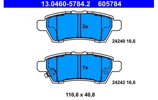 Brake Pad Set, disc brake 13.0460-5784.2 ATE, Image 2