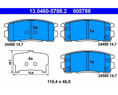 Brake Pad Set, disc brake 13.0460-5788.2 ATE, Image 2