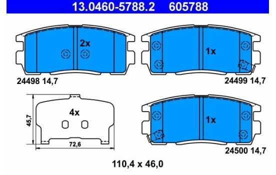 Brake Pad Set, disc brake 13.0460-5788.2 ATE, Image 2