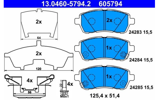 Brake Pad Set, disc brake 13.0460-5794.2 ATE, Image 2