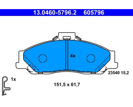 Brake pad set, disc brake 13.0460-5796.2 ATE