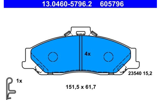 Brake pad set, disc brake 13.0460-5796.2 ATE