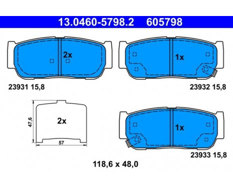 Brake pad set, disc brake 13.0460-5798.2 ATE