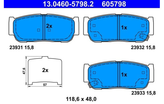 Brake pad set, disc brake 13.0460-5798.2 ATE