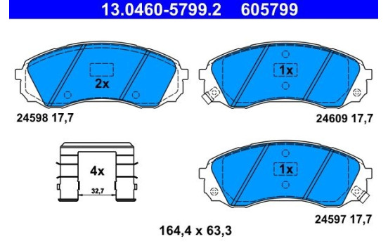 Brake Pad Set, disc brake 13.0460-5799.2 ATE, Image 2