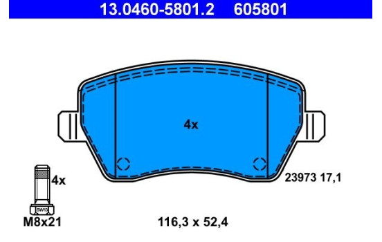 Brake Pad Set, disc brake 13.0460-5801.2 ATE, Image 2