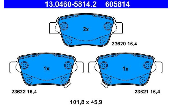 Brake Pad Set, disc brake 13.0460-5814.2 ATE, Image 2