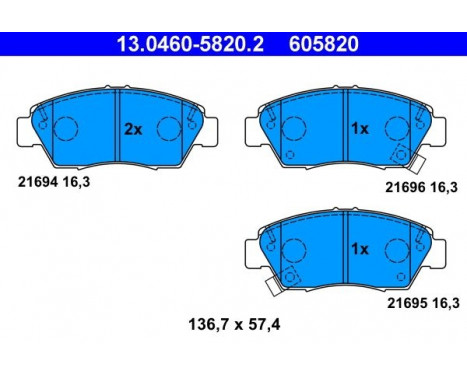 Brake Pad Set, disc brake 13.0460-5820.2 ATE, Image 2