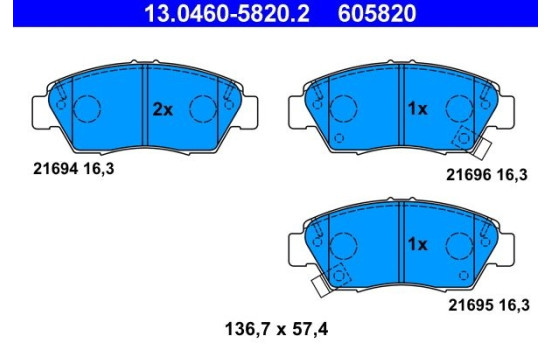 Brake Pad Set, disc brake 13.0460-5820.2 ATE, Image 2