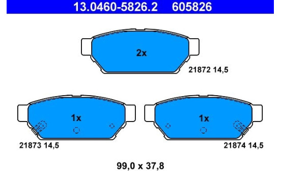 Brake Pad Set, disc brake 13.0460-5826.2 ATE