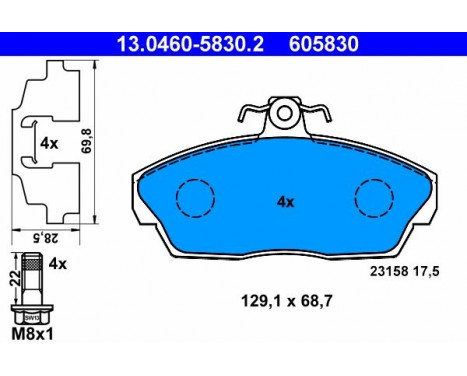 Brake Pad Set, disc brake 13.0460-5830.2 ATE, Image 2