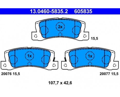 Brake Pad Set, disc brake 13.0460-5835.2 ATE, Image 2