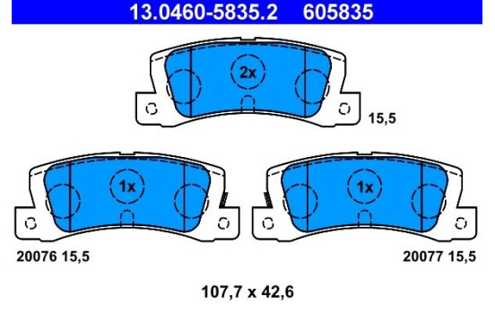 Brake Pad Set, disc brake 13.0460-5835.2 ATE, Image 2