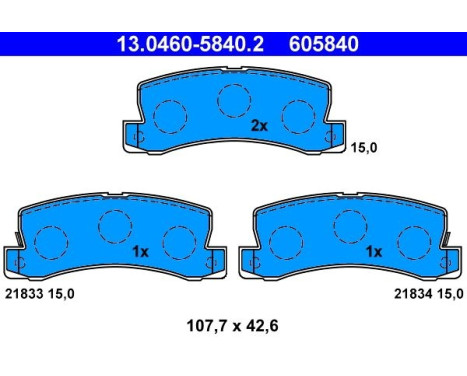 Brake Pad Set, disc brake 13.0460-5840.2 ATE