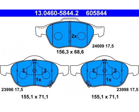 Brake Pad Set, disc brake 13.0460-5844.2 ATE, Image 2