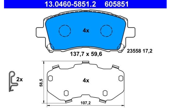 Brake Pad Set, disc brake 13.0460-5851.2 ATE, Image 2