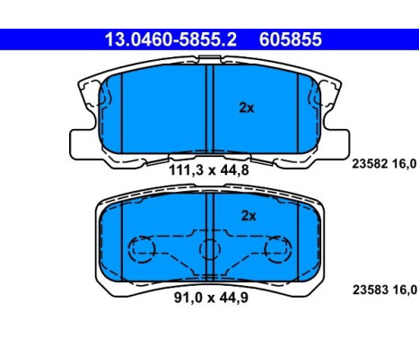 Brake Pad Set, disc brake 13.0460-5855.2 ATE, Image 2