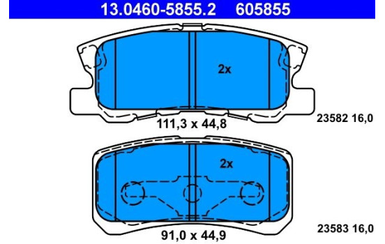 Brake Pad Set, disc brake 13.0460-5855.2 ATE, Image 2