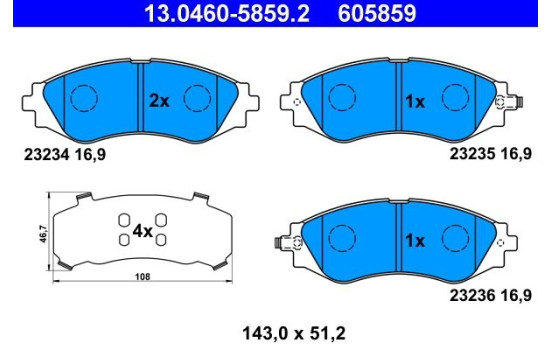 Brake Pad Set, disc brake 13.0460-5859.2 ATE