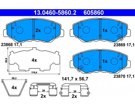 Brake Pad Set, disc brake 13.0460-5860.2 ATE, Image 2