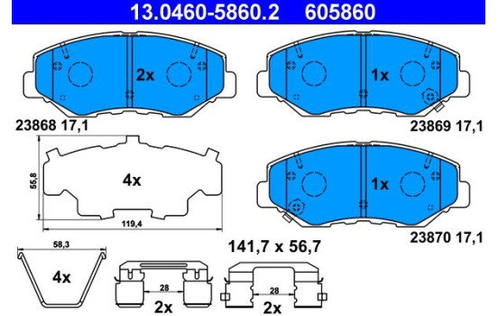 Brake Pad Set, disc brake 13.0460-5860.2 ATE, Image 2