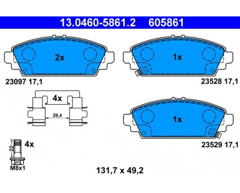 Brake Pad Set, disc brake 13.0460-5861.2 ATE