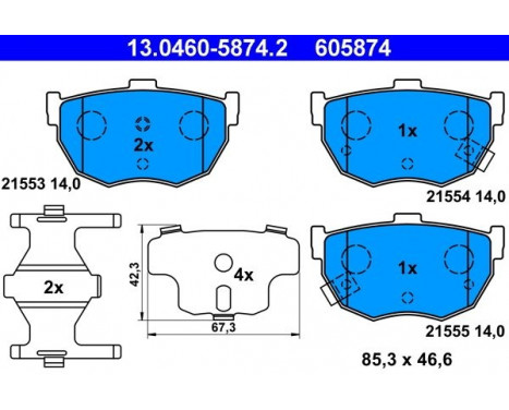 Brake Pad Set, disc brake 13.0460-5874.2 ATE, Image 2