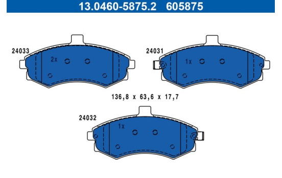 Brake Pad Set, disc brake 13.0460-5875.2 ATE, Image 2