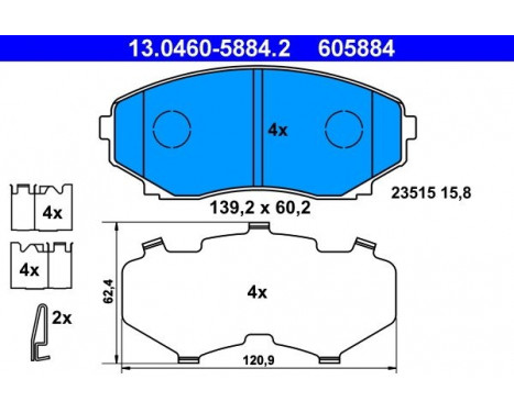 Brake Pad Set, disc brake 13.0460-5884.2 ATE