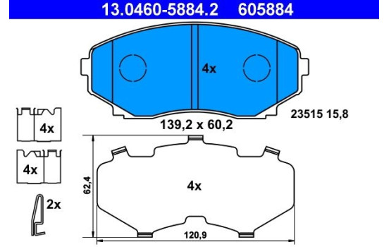 Brake Pad Set, disc brake 13.0460-5884.2 ATE