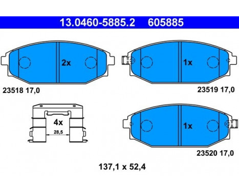 Brake Pad Set, disc brake 13.0460-5885.2 ATE, Image 2