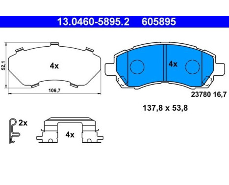 Brake Pad Set, disc brake 13.0460-5895.2 ATE, Image 2