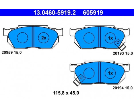 Brake Pad Set, disc brake 13.0460-5919.2 ATE, Image 2