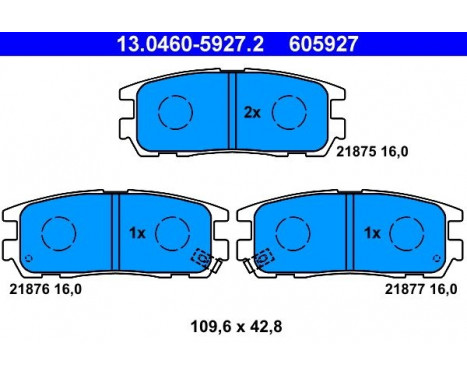 Brake Pad Set, disc brake 13.0460-5927.2 ATE
