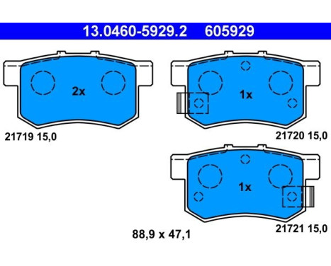 Brake Pad Set, disc brake 13.0460-5929.2 ATE, Image 2