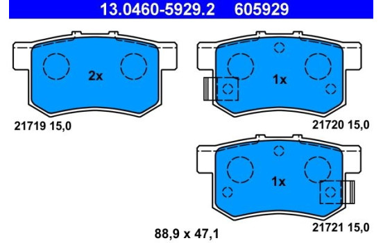 Brake Pad Set, disc brake 13.0460-5929.2 ATE, Image 2