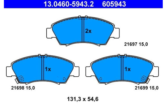 Brake Pad Set, disc brake 13.0460-5943.2 ATE, Image 2