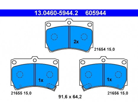 Brake Pad Set, disc brake 13.0460-5944.2 ATE, Image 2