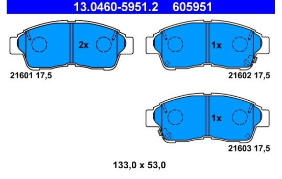Brake Pad Set, disc brake 13.0460-5951.2 ATE, Image 2