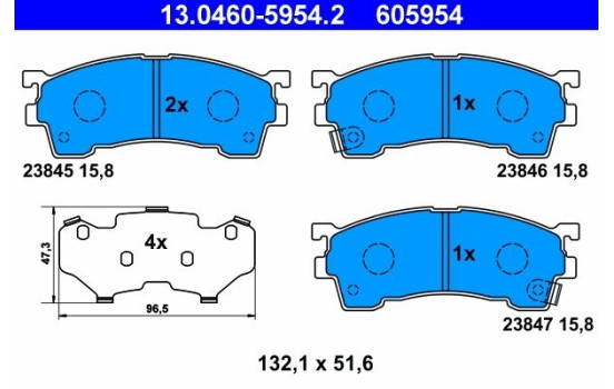 Brake Pad Set, disc brake 13.0460-5954.2 ATE, Image 2