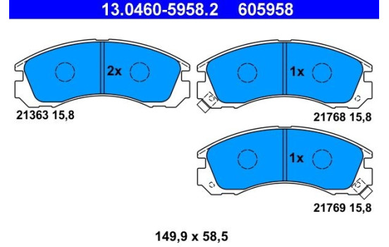 Brake Pad Set, disc brake 13.0460-5958.2 ATE, Image 2